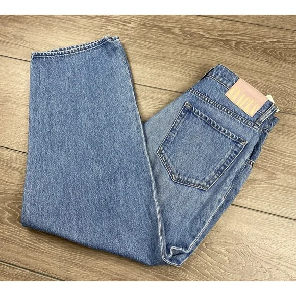 Mother Snacks Women's High Rise Wide Leg Button Fly Denim Jeans Blue Size 26 - Picture 1 of 15